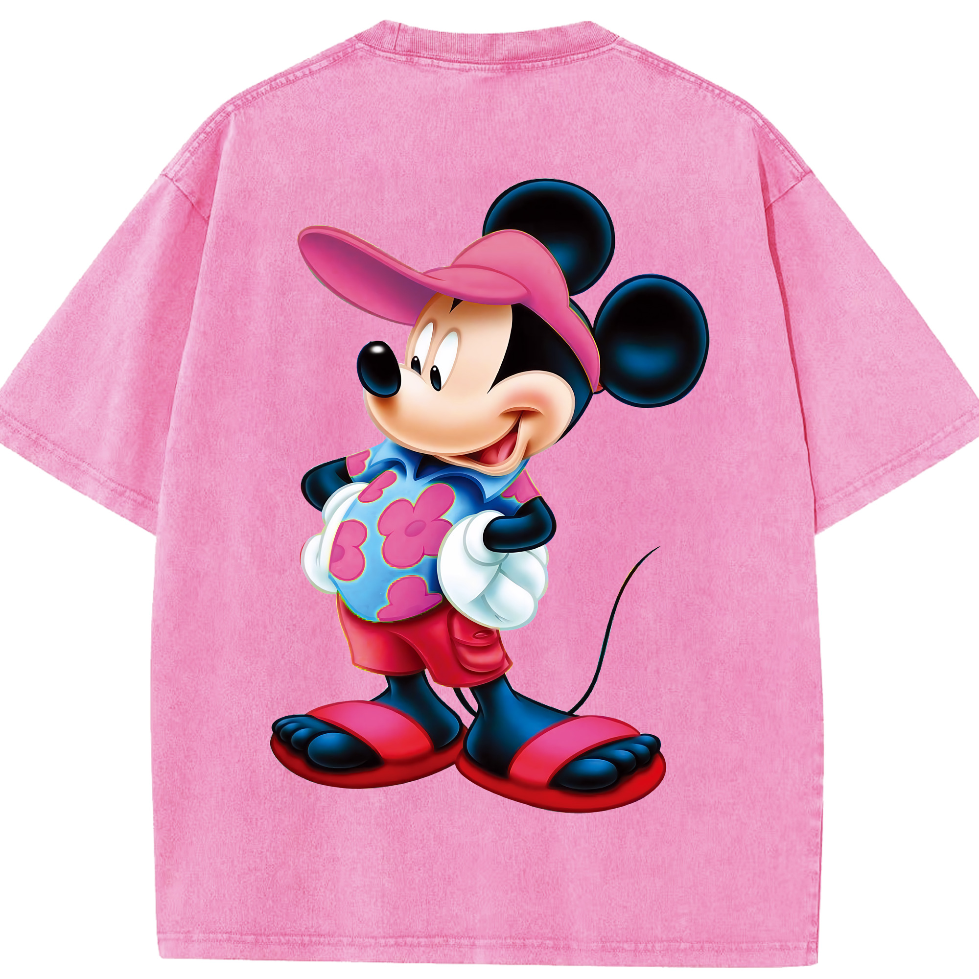 （画像用） ミッキーマウス Mickey Mouse 綿100% ヴィンテージ風 半袖Tシャツ（背面プリント）